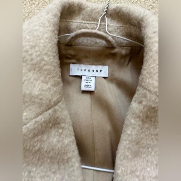 Topshop oversized brushed blazer coat in oat size US 4 white cream color - Picture 4 of 7